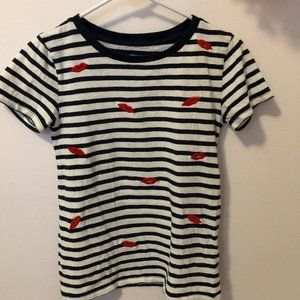 JCREW STRIPED GRAPHIC TEE